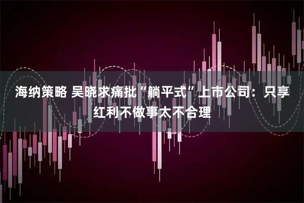 海纳策略 吴晓求痛批“躺平式”上市公司：只享红利不做事太不合理